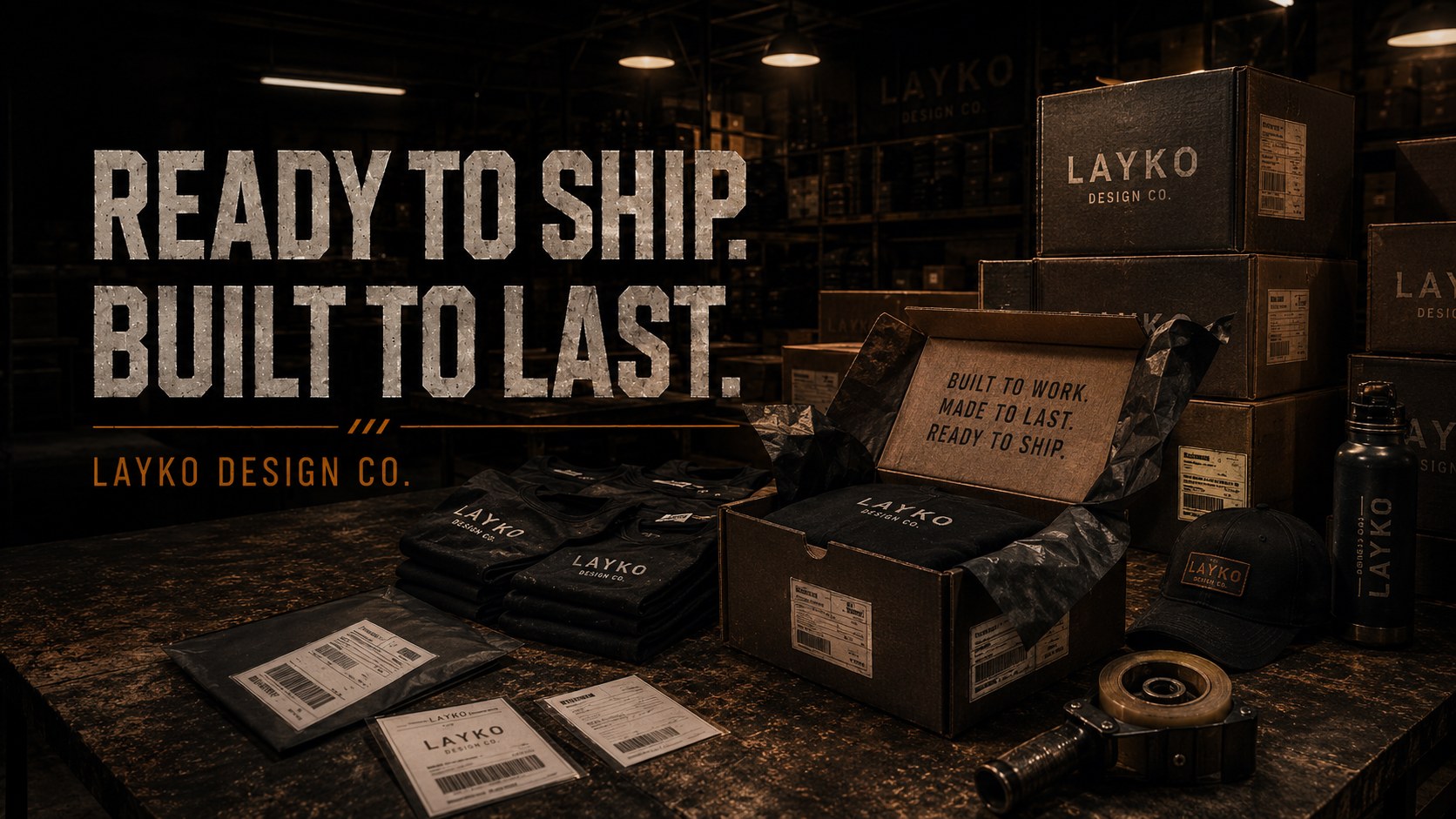 Layko products packed and ready to ship, built to last